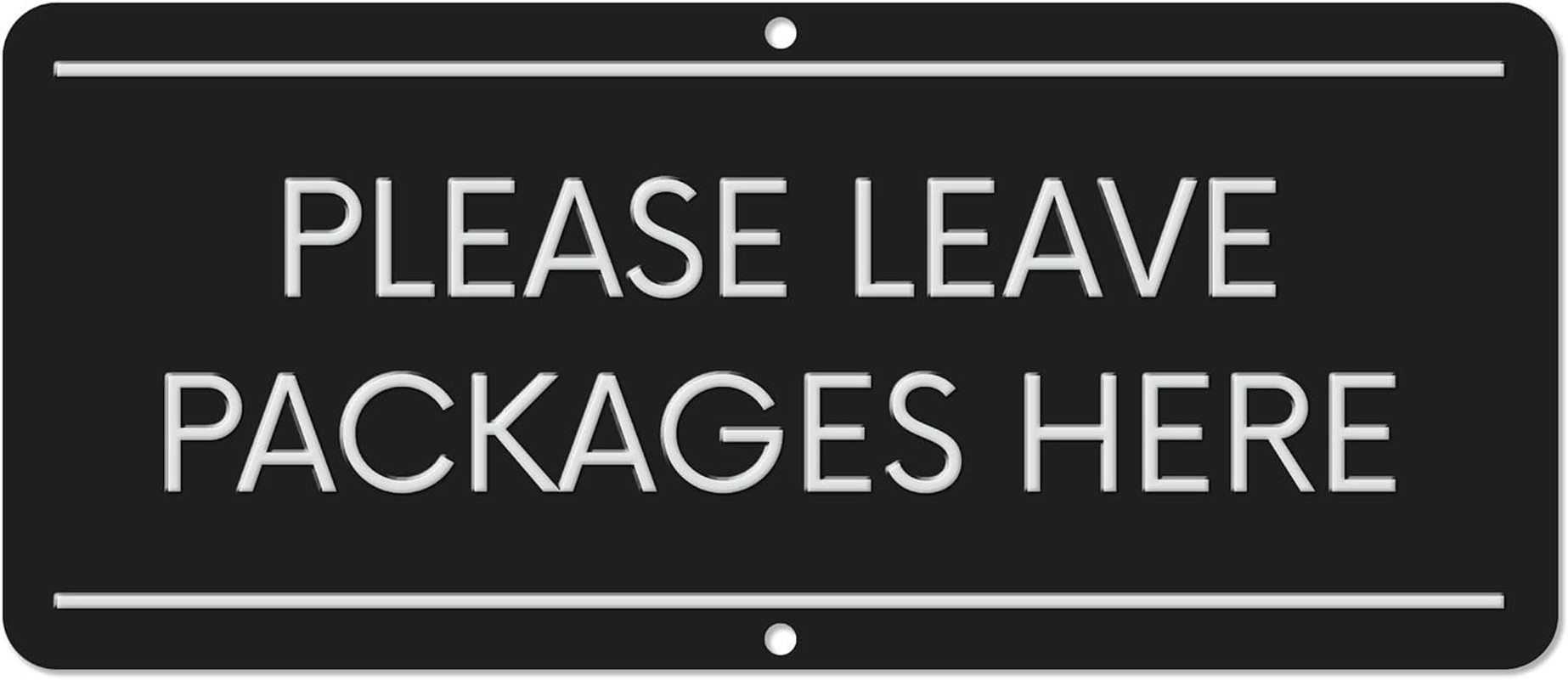 Sutter Signs Please Leave Packages Here Sign | Driver Delivery Instructions for My Orders | Black Aluminum Outdoor Metal Sign for Home, 3” X 7”, (SS-PLP-BLK)