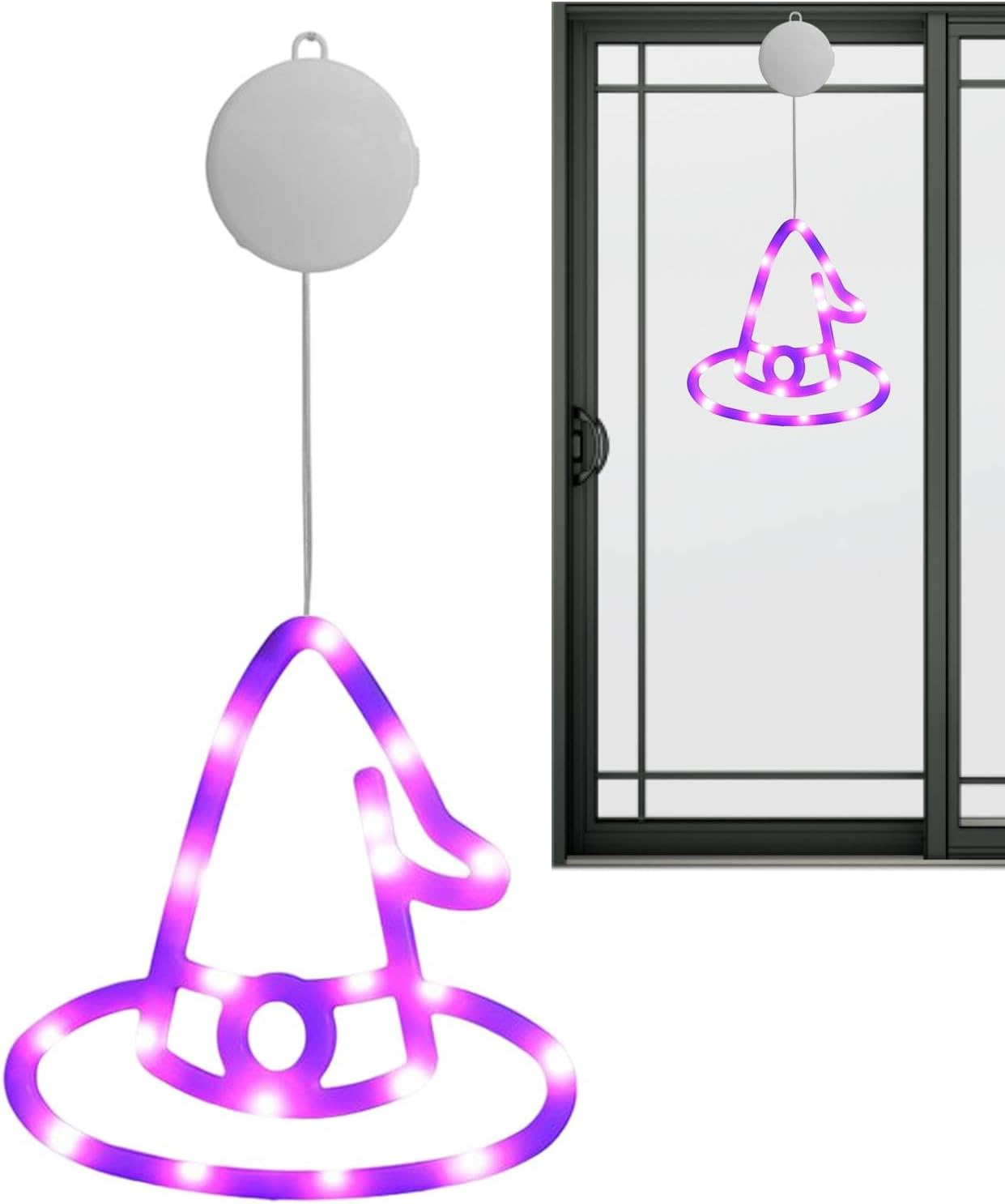 Halloween Lights for Window,Halloween Lights with Suction Cup – Witch Hat Halloween Window Lights, Battery Operated Halloween Lights for Home Decorations