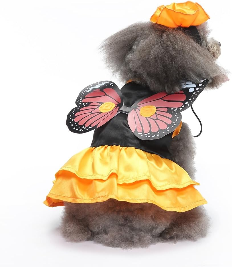 Pet Costume, Monarch Butterfly，Dog Clothing, Four Seasons, Christmas, Two Legged Clothing, Funny Clothing, Pet Clothing (Black+Orange, XL)