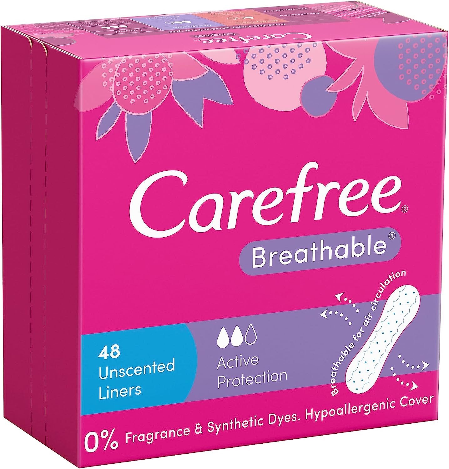 Carefree Breathable Unscented Liners 48 Pack