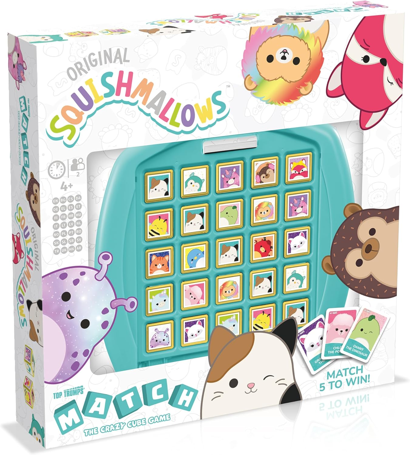 Winning Moves Top Trumps Match: Squishmallows Board Game – the Crazy Cube Game Gets a Squishy New Look with 15 of the Cutest Squishmallows Around!