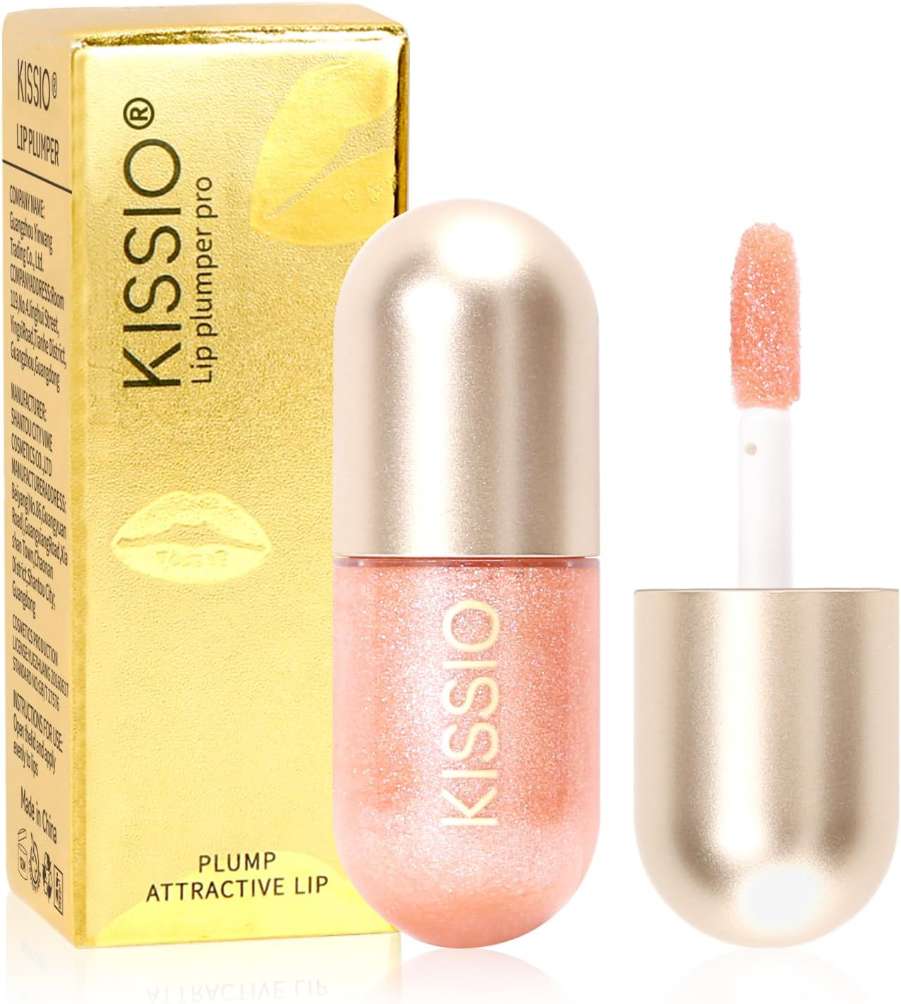 KISSIO Lip Plumper,Color Lip Plumper Gloss,Lip Enhancer,Plant Extracts Plumping Lip Serum,Moisturizing Lip Gloss for Fuller Lips & Hydrated Beauty Lips 5.5Ml (01#Lemonade)