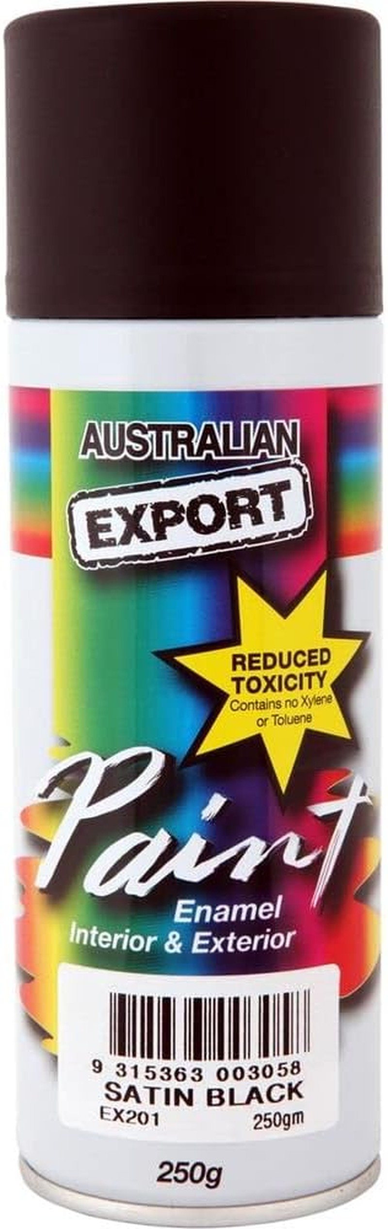 Australian Export Paint Spray 250 G, Black Satin