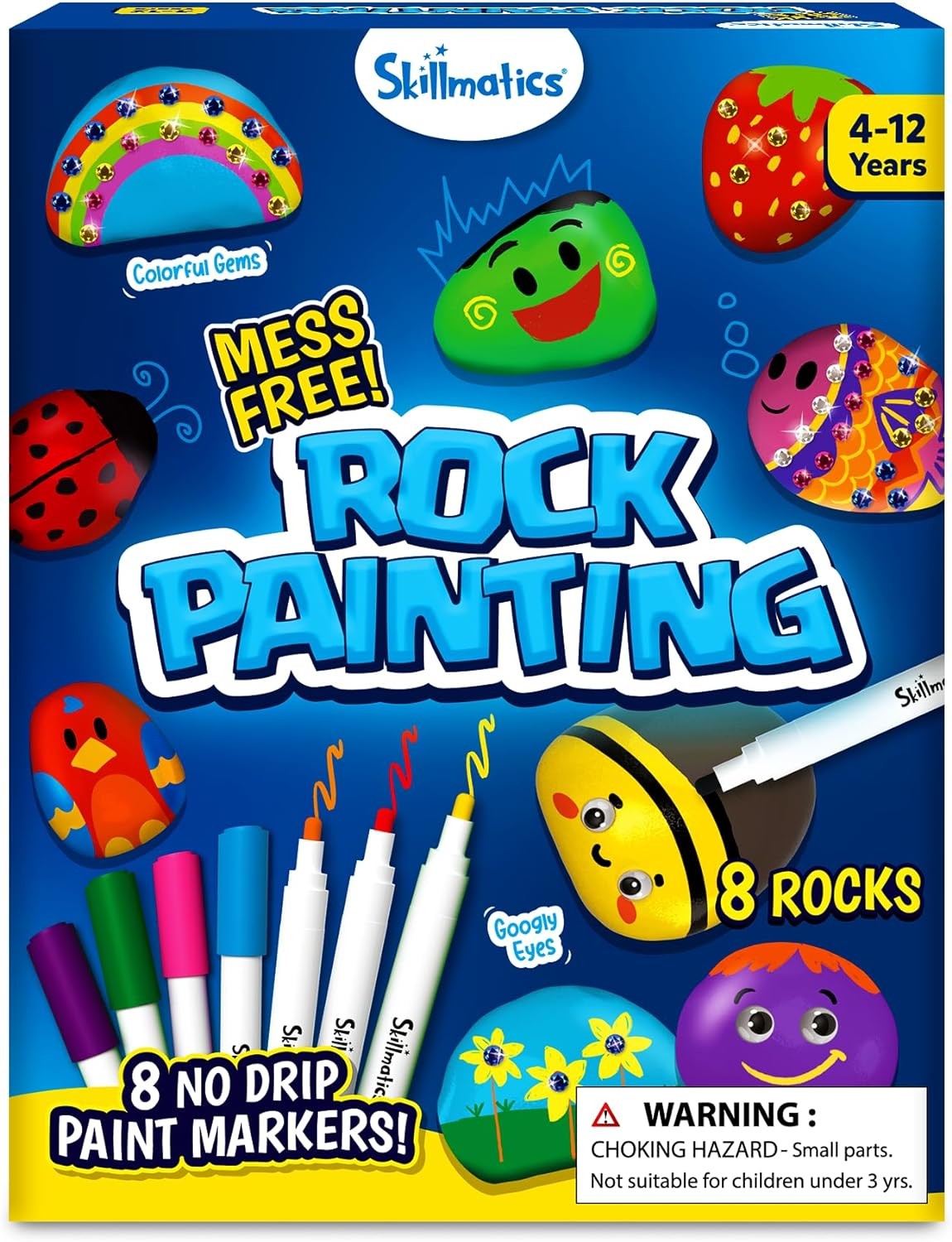 Skillmatics Rock Painting Kit – Mess-Free Art & Craft Activity for Girls & Boys, Craft Kits & Supplies, DIY Creative Activity, Gifts for Kids Ages 4, 5, 6, 7, 8, 9, 10, 11 12