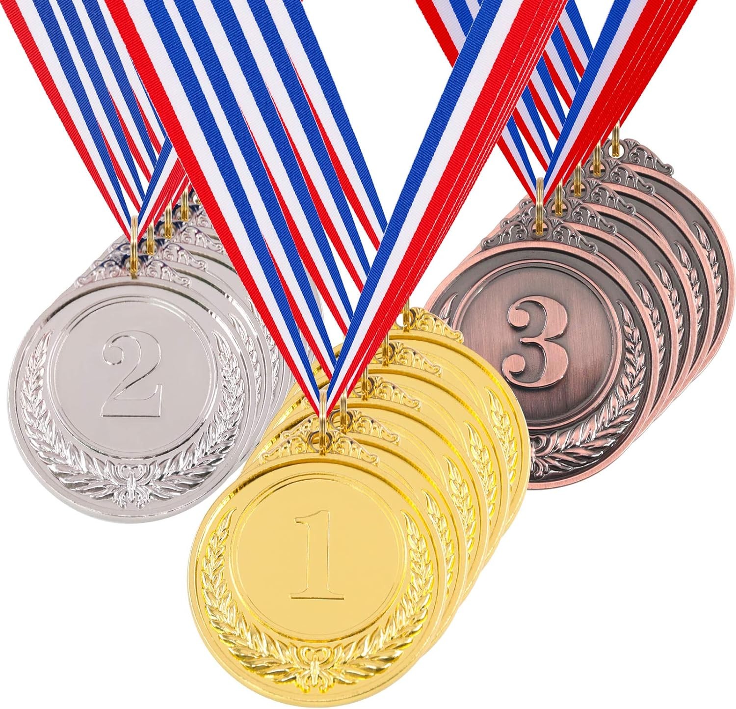 Hilitchi Gold Silver Bronze Award Medals – Olympic Style Winner Medals Gold Silver Bronze with Ribbon