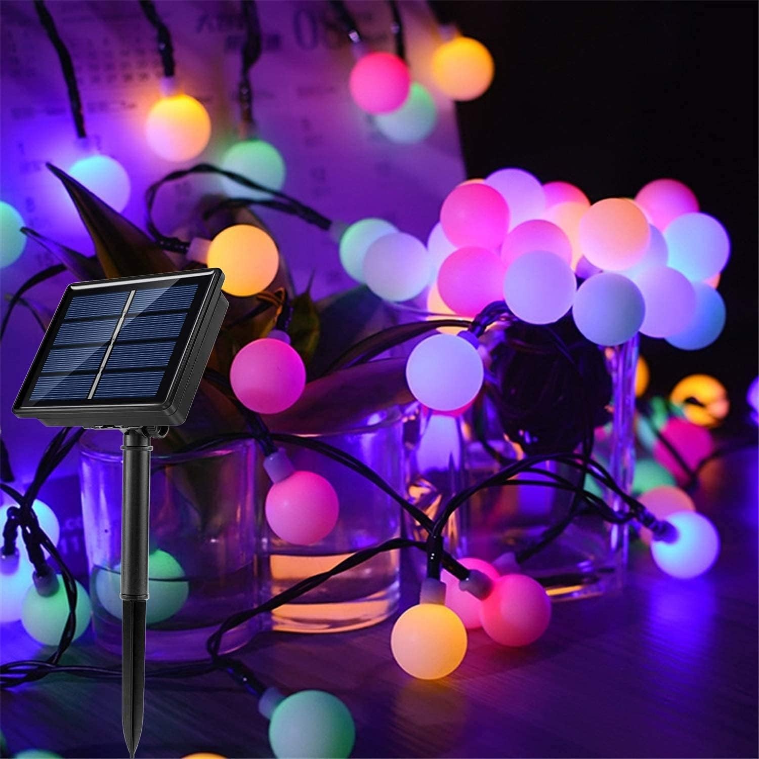 QOCNAM Solar String Lights, 100 LED Ball 40 Ft Fairy Lights Waterproof with 8 Modes Cosy Glow Ambiance Globe Lighting for Garden, Christmas, Patio, Wedding, Party, Festival Decoration (Multicolor)