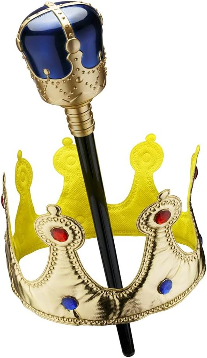 Dress up America Kids Gold Crown and Scepter Props for Children