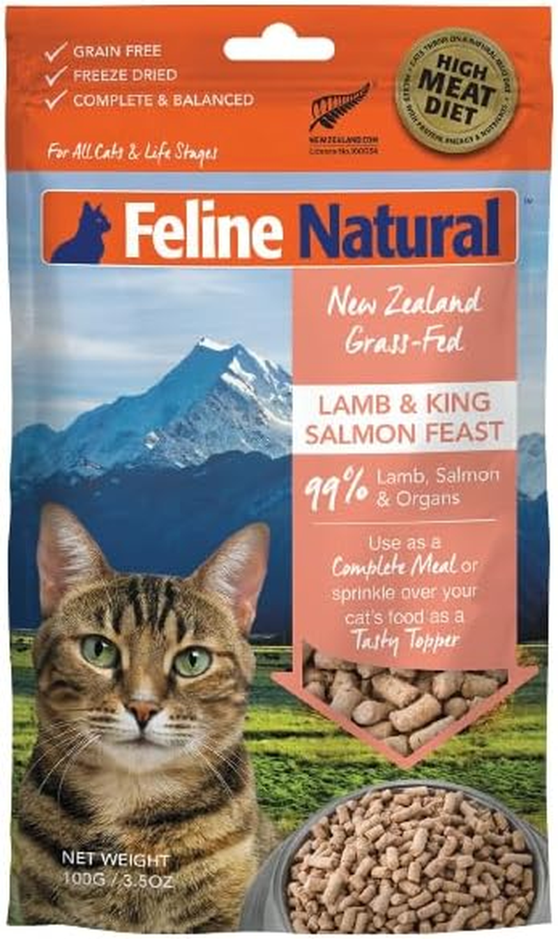 Feline Natural Grain-Free Freeze-Dried Cat Food, Lamb & Salmon 100G