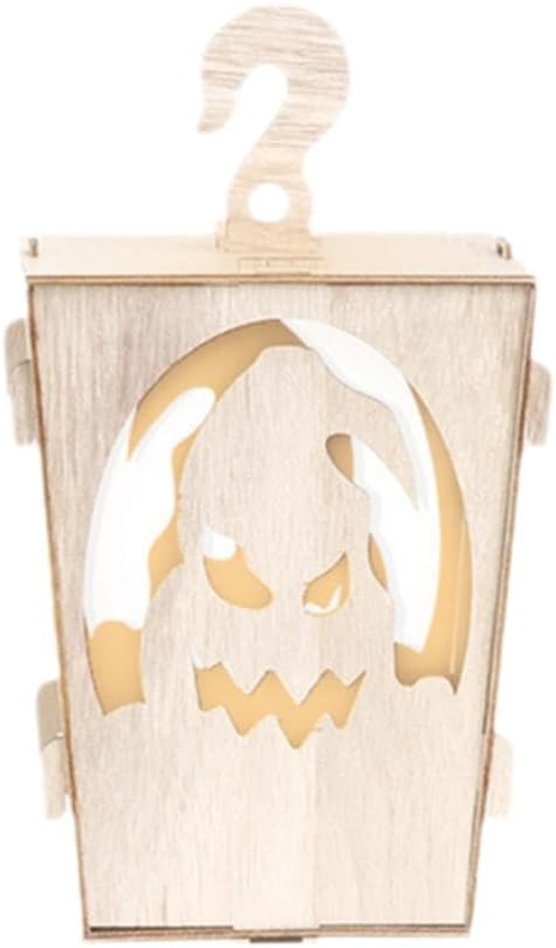 Light up Halloween Lanterns,Wooden Candle Lanterns for Halloween, Halloween Candle,Halloween Illum Prop Battery with Lantern