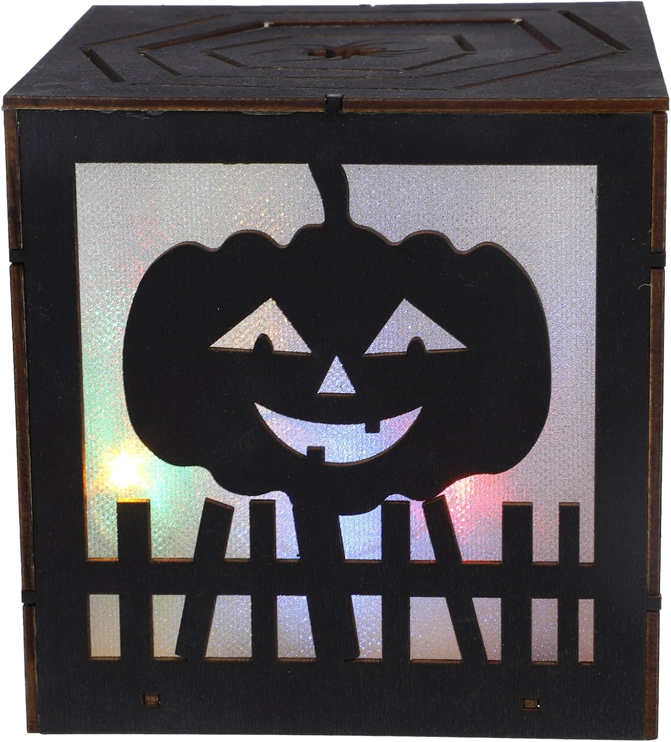 Ghost Pumpkin Lamp Ornament Decor Halloween Light up Pumpkin Halloween Party Lamp Halloween Pattern Lamp Halloween Tabletop Centerpiece Halloween Adornment Halloween Wood FONDOTIN