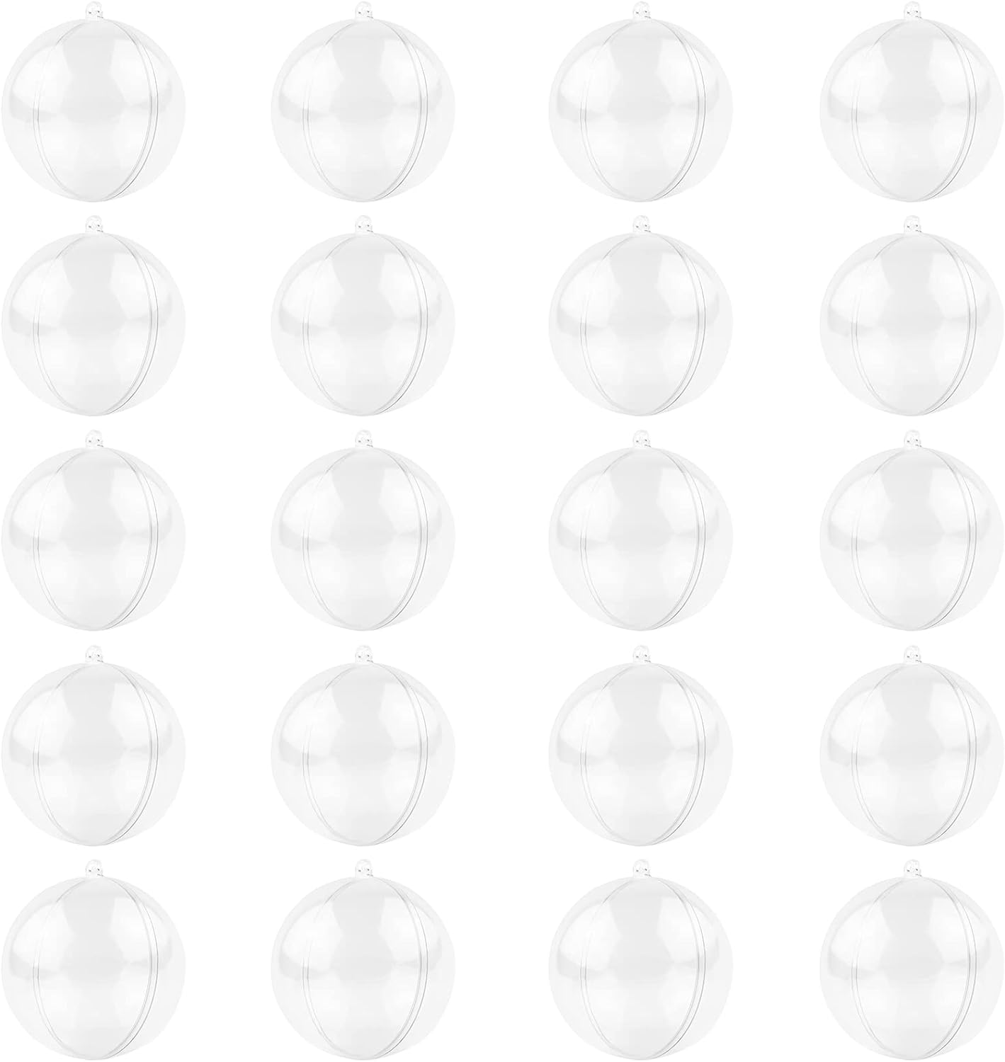 MIKAILE Clear Christmas Baubles to Fill 6 Cm, Plastic Christmas Balls Transparent 2.36 Inch, DIY Christmas Decorative Ornaments (20 PCS)