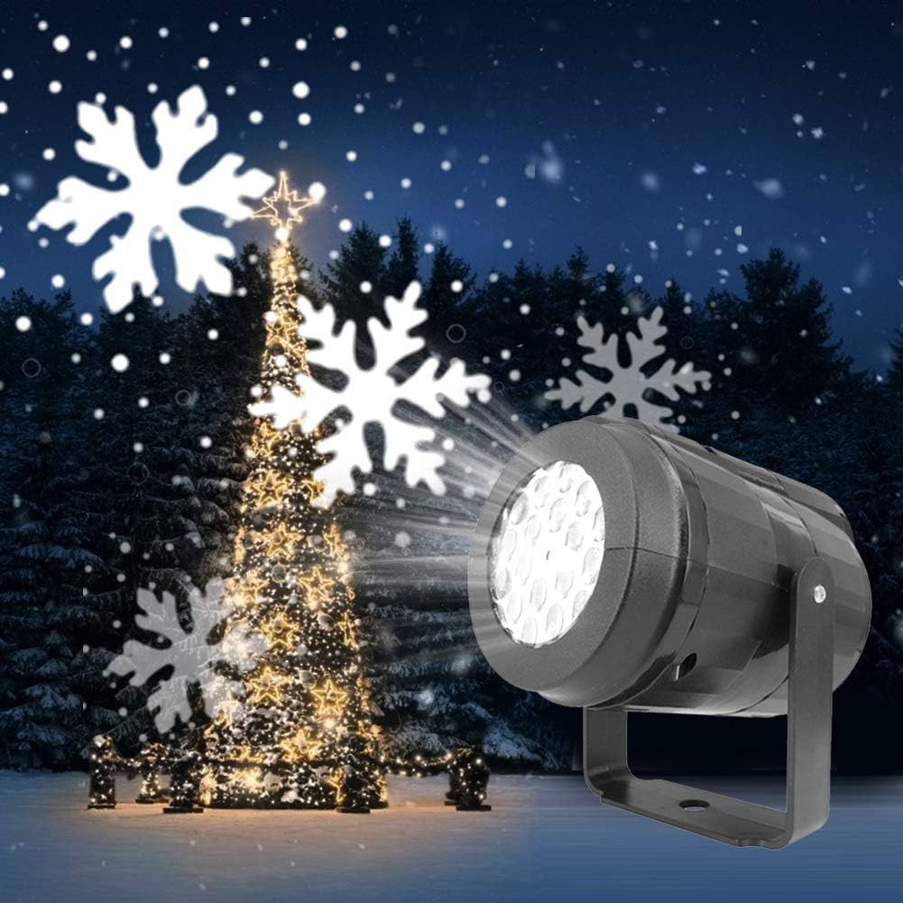 Christmas Snowflake Projector Lights Rotating Projector Outdoor Indoor, IP65 Weatherproof Snow Snowfall LED Light Projector for Christmas Landscape Decoration Party (Snowflake Projector Light)