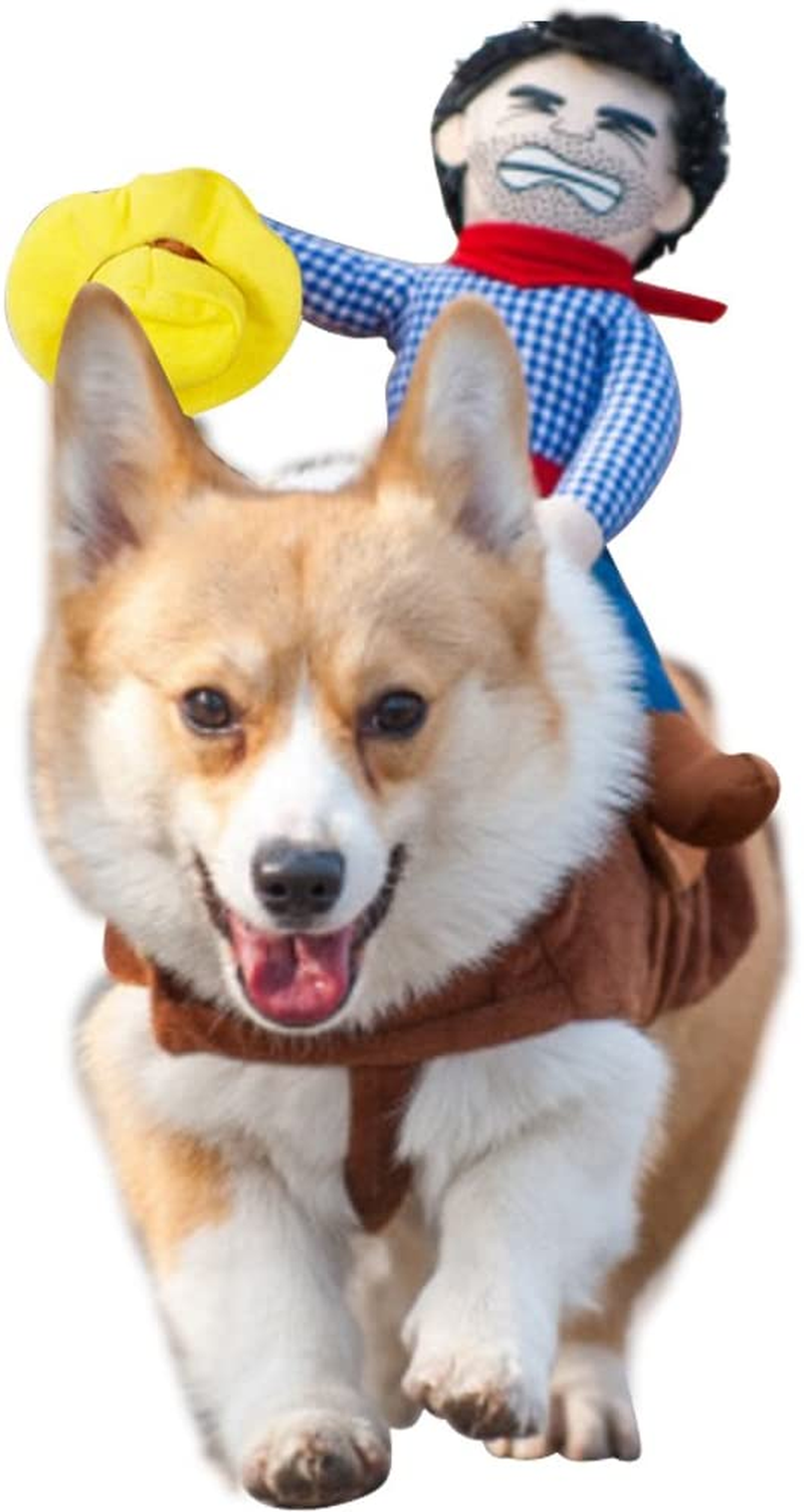 NACOCO Cowboy Rider Dog Costume for Dogs Clothes Knight Style with Doll and Hat for Halloween Day Pet Costume(L)