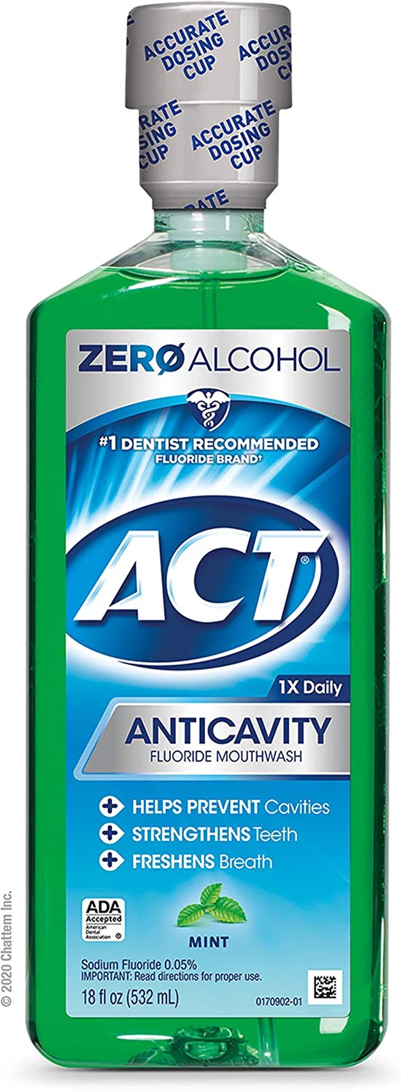 ACT Alcohol Free Anticavity Fluoride Rinse, Mint – 18 Oz