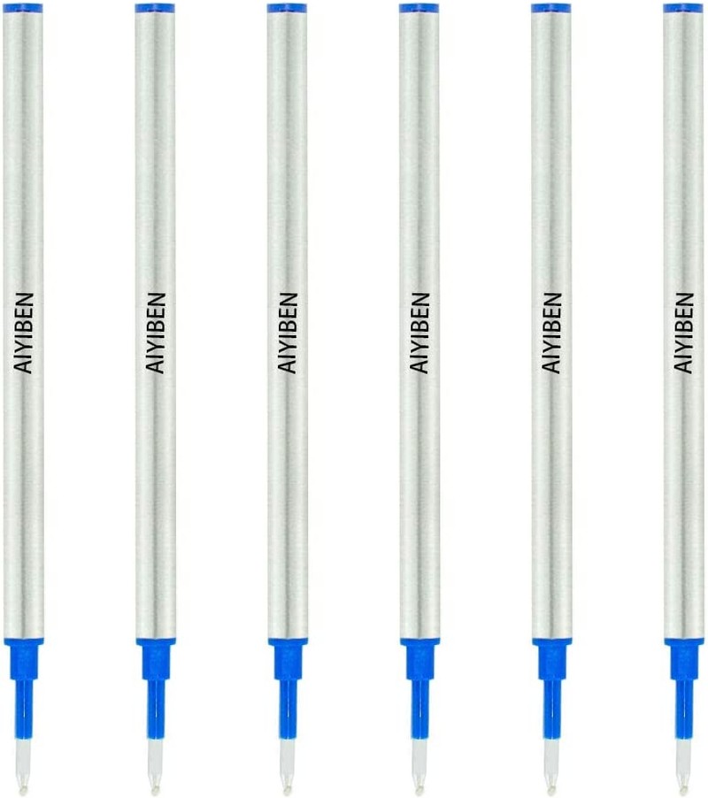 4.37” Rollerball Pen Refills, Roller Ball Fine Point 0.5Mm, German Ink Refill Pack of Replaceable Ballpoint Pen Refills Medium Point (Blue)