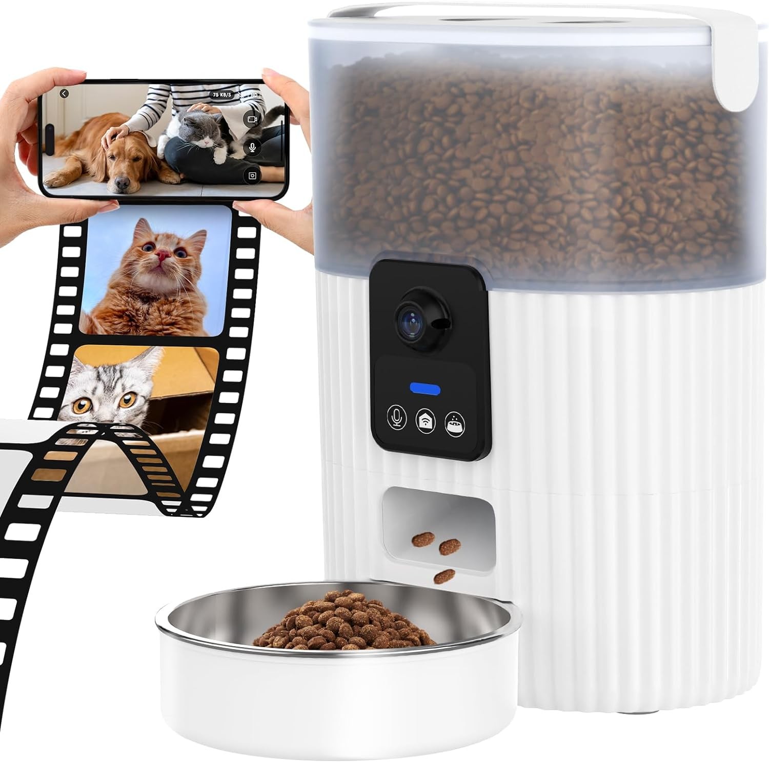 ADVWIN 3.5L Automatic Cat Feeder with 1080P HD Wifi Pet Night Vision Camera and 2-Way Audio, Smart Timed Pet Feeder for Dogs and Cats