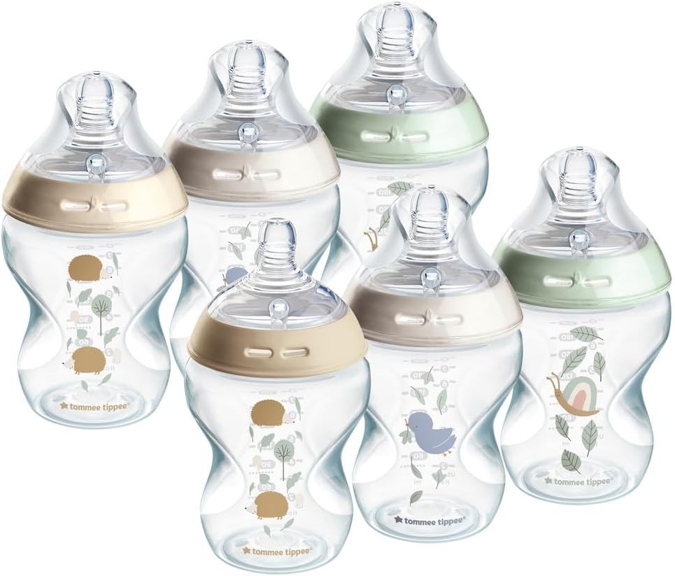 Tommee Tippee Baby Bottles, Natural Start Anti-Colic Baby Bottle with Slow Flow Breast-Like Teat, 260Ml, 0M+, Self-Sterilising, Baby Feeding Essentials, Pond, Pack of 6