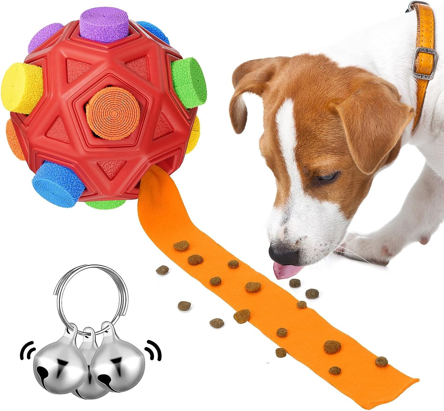 Luckdoor Interactive Dog Toys Snuffle Ball Encourage Natural Foraging Skills,Slow Food Training to Relieve Boredom and Stimulating,Cloth Strip with Hidden Food Dog Puzzle Toys for Medium Small Dogs