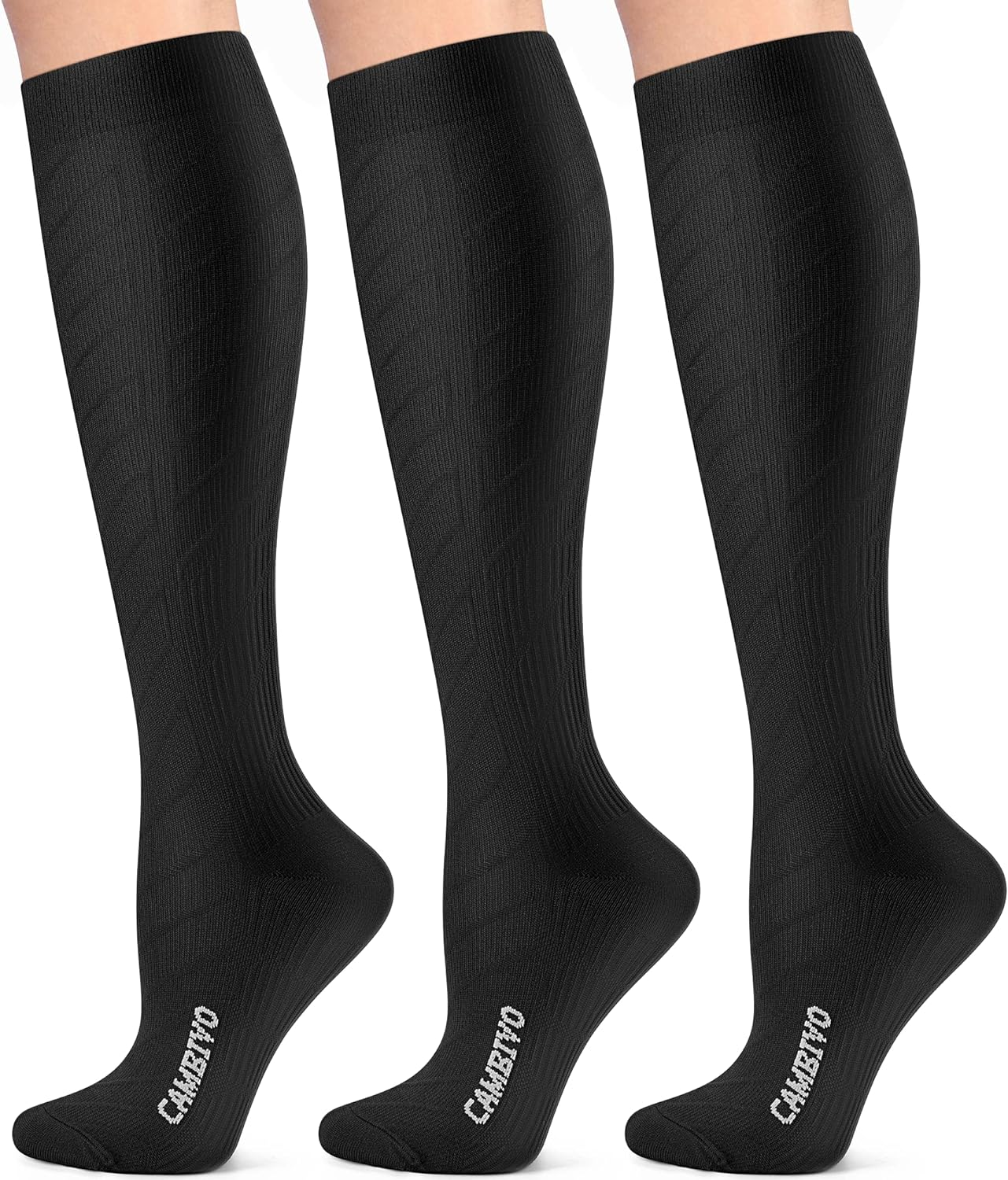 CAMBIVO 3 Pairs Compression Socks Women and Men, 20-30 Mmhg Stockings for Swelling, Running, Flight, Nurse