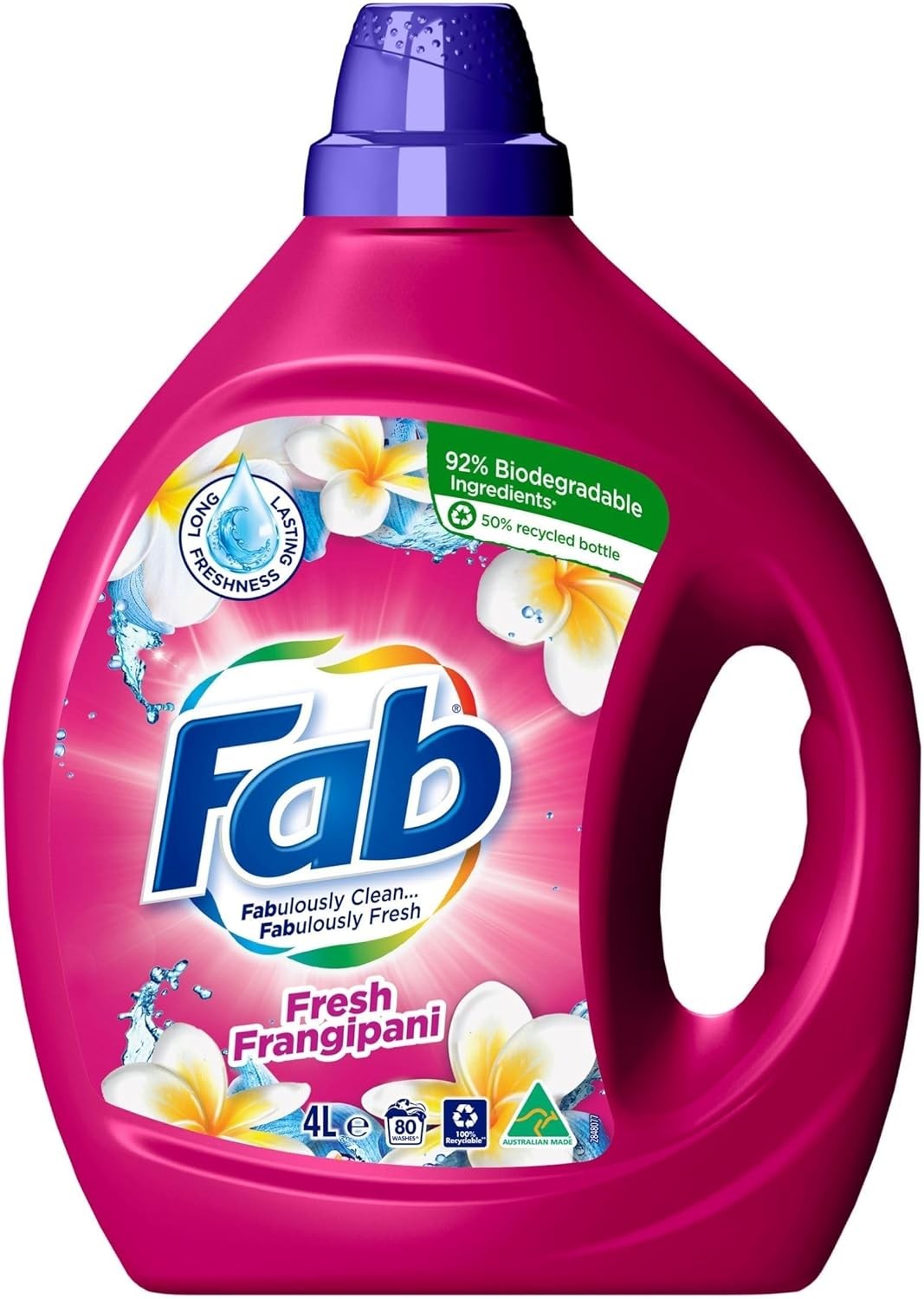 Fab Fresh Frangipani Front and Top Loader Laundry Liquid Detergent 4 Litre