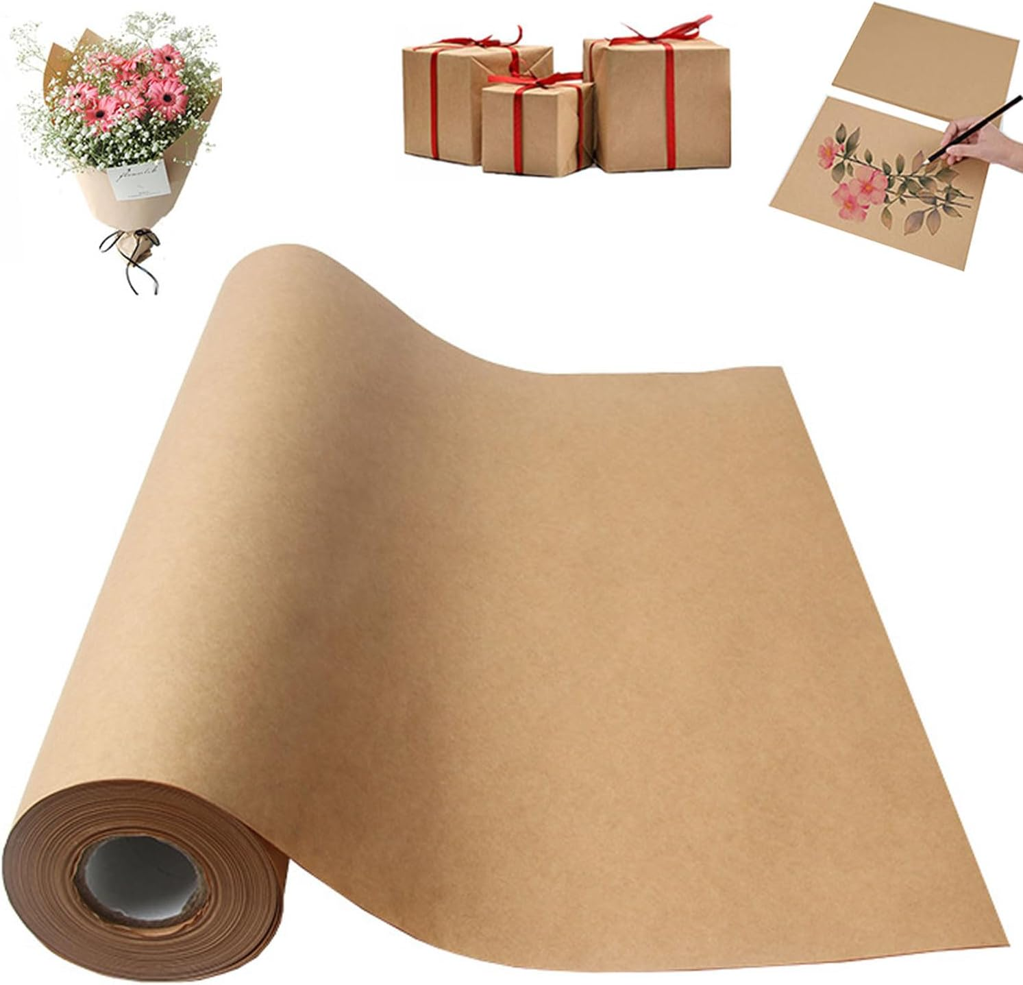 Kraft Paper Rolls, Gift Wrapping Paper, Brown Kraft Arts, Crafts Paper Roll, Perfect for Packing, Wrapping, Craft, Postal, Shipping, Dunnage and Parcel and Kids Crafts (Brown-44Cmx10M)