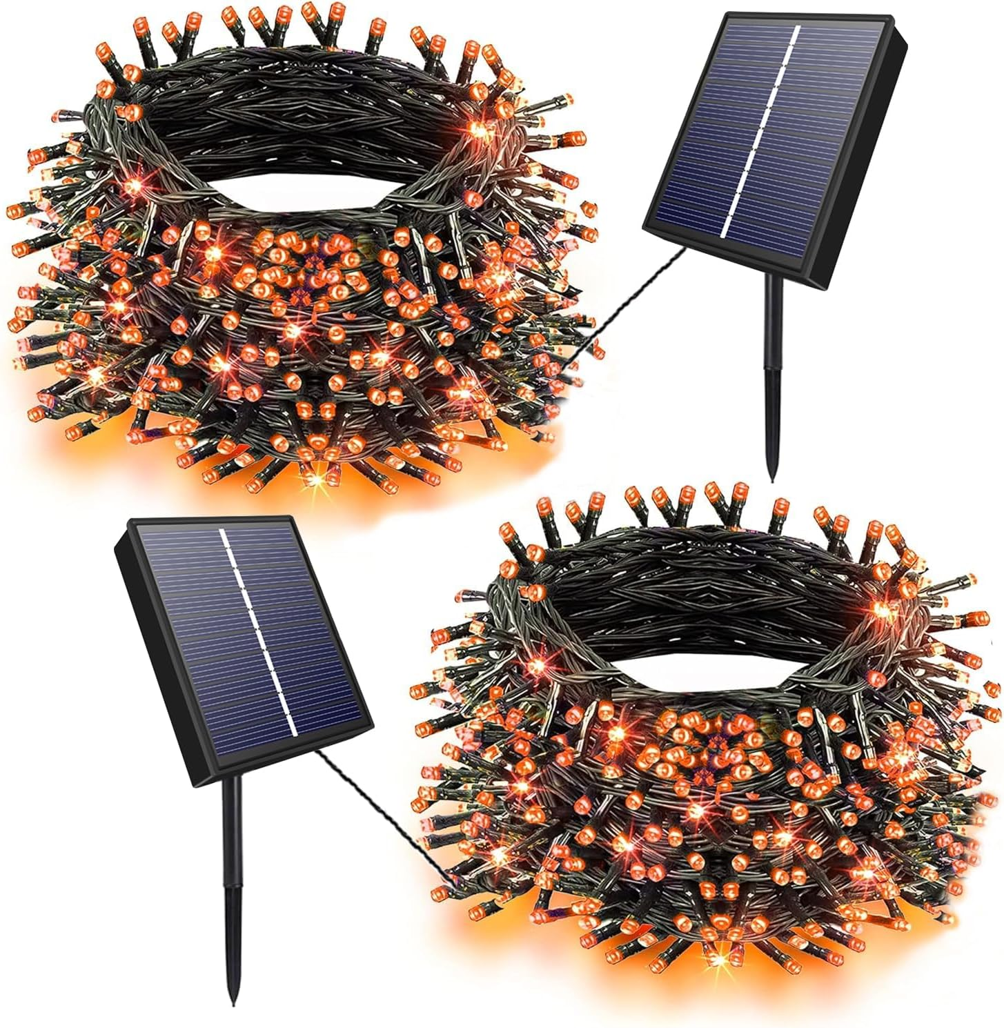 Dolucky 2 Pack Orange Solar Halloween Lights, 200 LED 72 FT Solar String Lights Outdoor Waterproof, 8 Modes Halloween Lights for outside Tree Patio Yard Garden Halloween Decorations