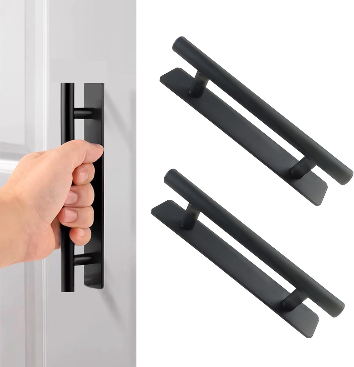 PHUSBLAY 2PCS Self-Stick Instant Cabinet Drawer Door Handles – Easy Installation, Modern Design & Durable – Perfect for Cabinets, Drawers, and More (Black.)