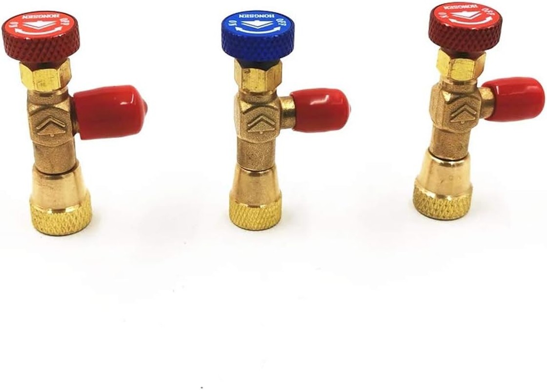 Polalander R410A R410 R22 Air Conditioning Refrigerant Valve Adapter Charging Hose Flow Control Valves