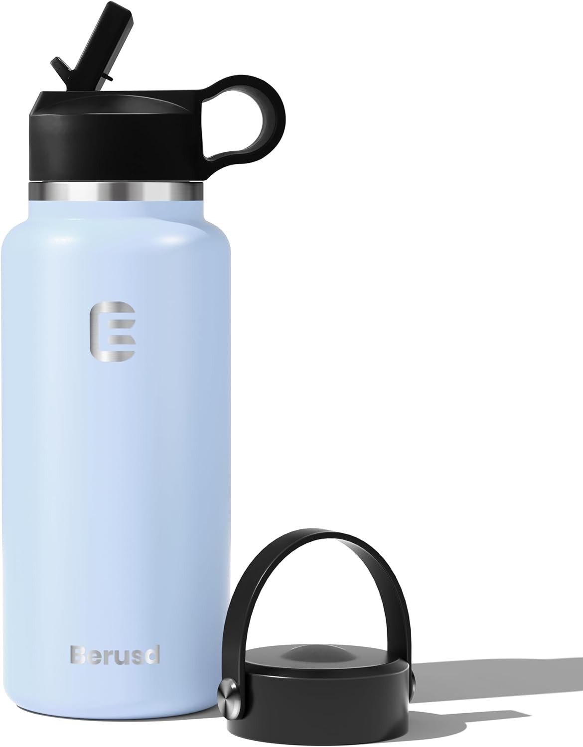 Berusd 1L Insulated Water Bottle, Leak Proof Water Bottle, Vacuum Insulated Stainless Steel Sports Water Bottle, Double Walled, Travel Cup Thermo Mug Drink Flasks,Skyblue