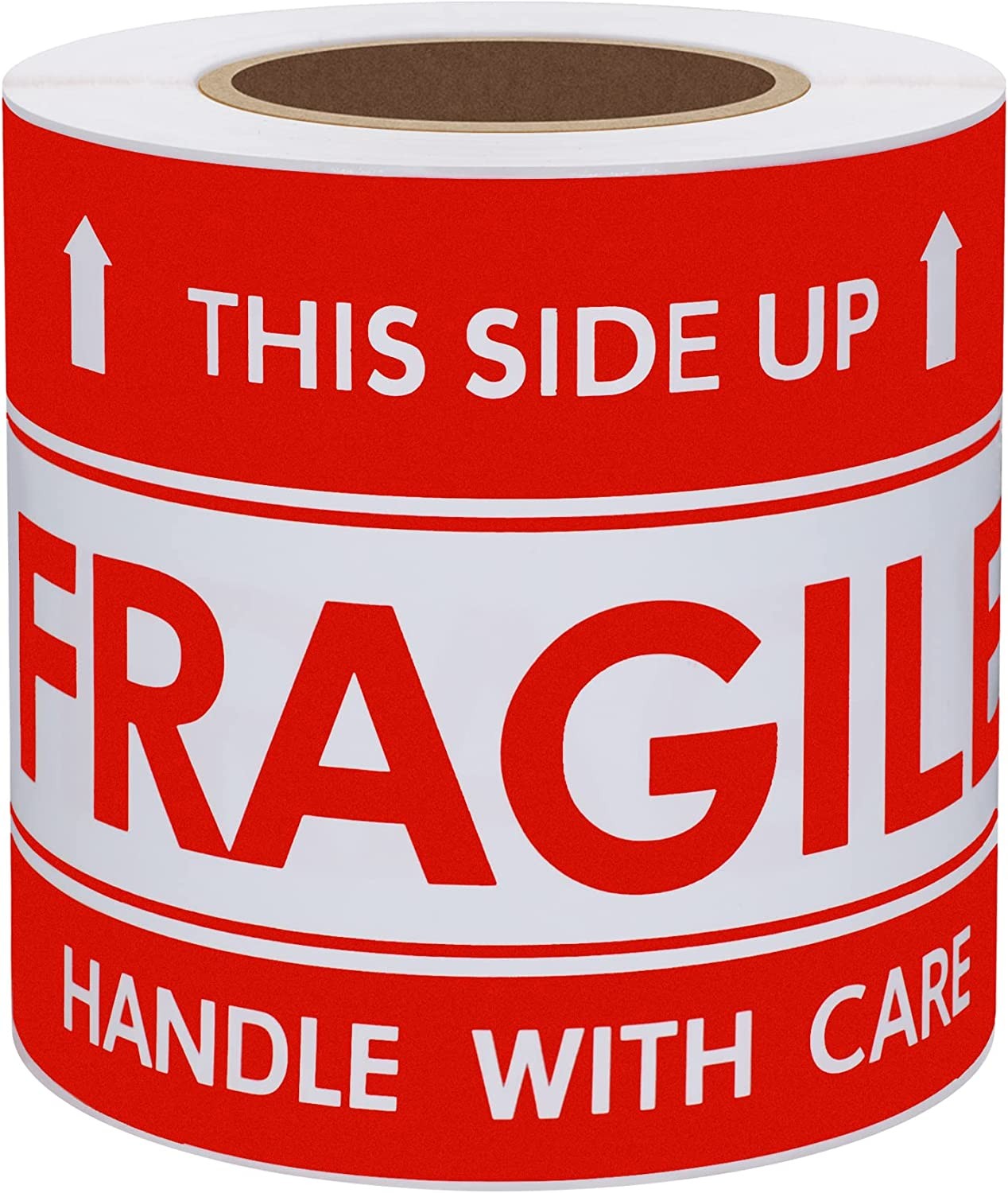 Hybsk This Side up Fragile Stickers 3X5 Inch Handle with Care Shipping and Packing Warning Adhesive Label 100 per Roll (3X5 Inch)