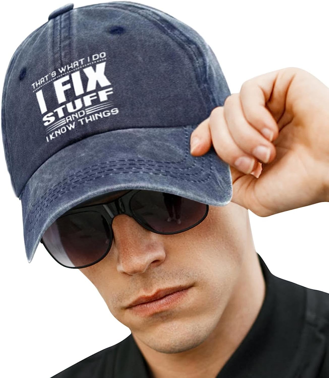 Unisex Baseball | Adjustable Hat | I Fix Stuff and I Know Things, Breathable Adult One-Size Sports S for Men Women, Soft Cotton Helves