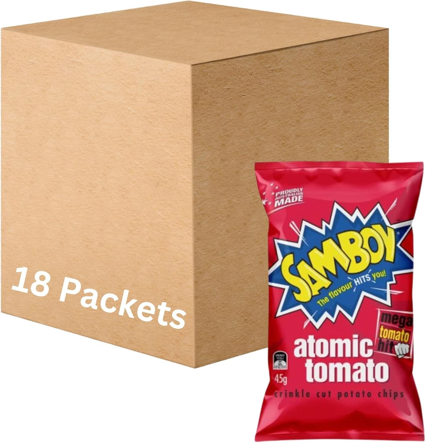 Samboy Atomic Tomato Potato Chips 45 G (Pack of 18)