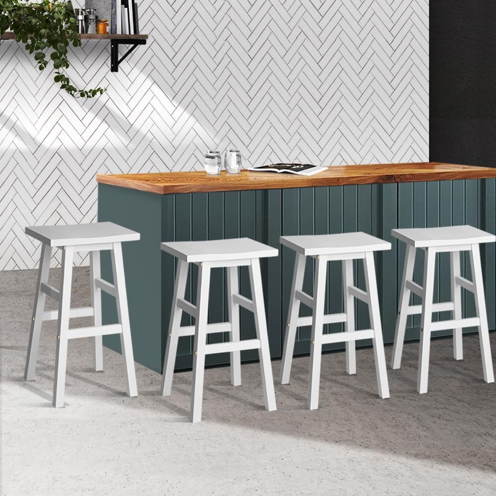 Artiss Bar Stools Stool Set of 4 Akitchen Swivel Counter Barstools Dining Chair Chairs White in 66Cm Seat Height Floor for Home Bar Dining Room Cafe Outdoor Indoor