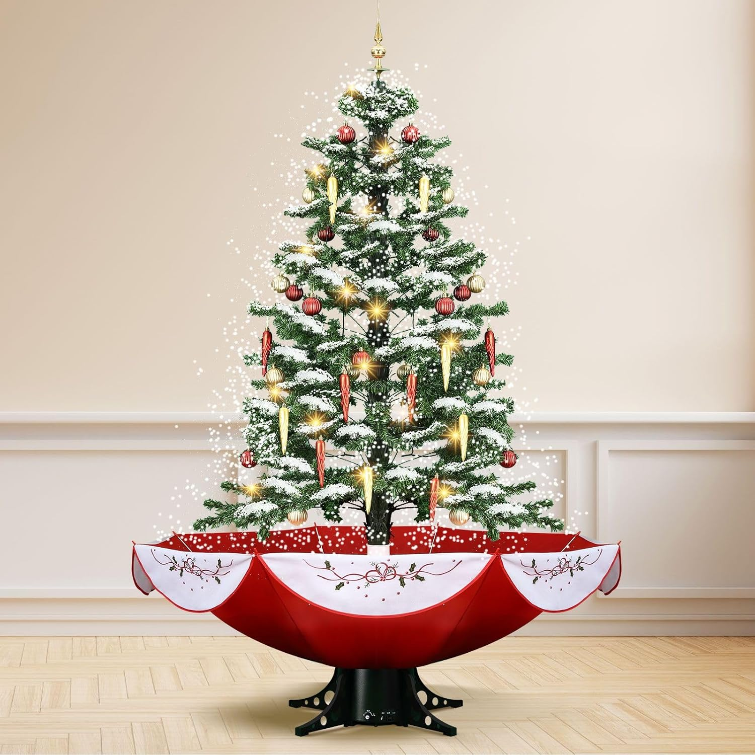 Solight 190CM Christmas Tree with Umbrella Musical Snowing Artificial Home Party Xmas Decor Green