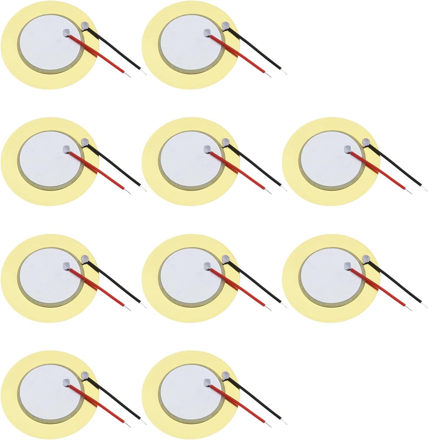 VGOL 10PCS 35Mm Piezo Discs Acoustic Pickup with Wires Transducer Microphone Trigger Buzzer Drum Guitar Piezo Elements for Acoustic Instrument