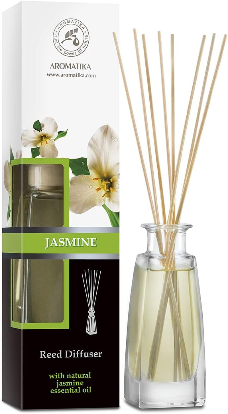 Reed Diffuser Jasmine 3.4Oz (100Ml) – Room Diffuser with Jasmine Essential Oil – Home Fragrance – Aromatherapy Air Freshener – Oil Diffuser – Scented Diffuser – Jasmine Aroma