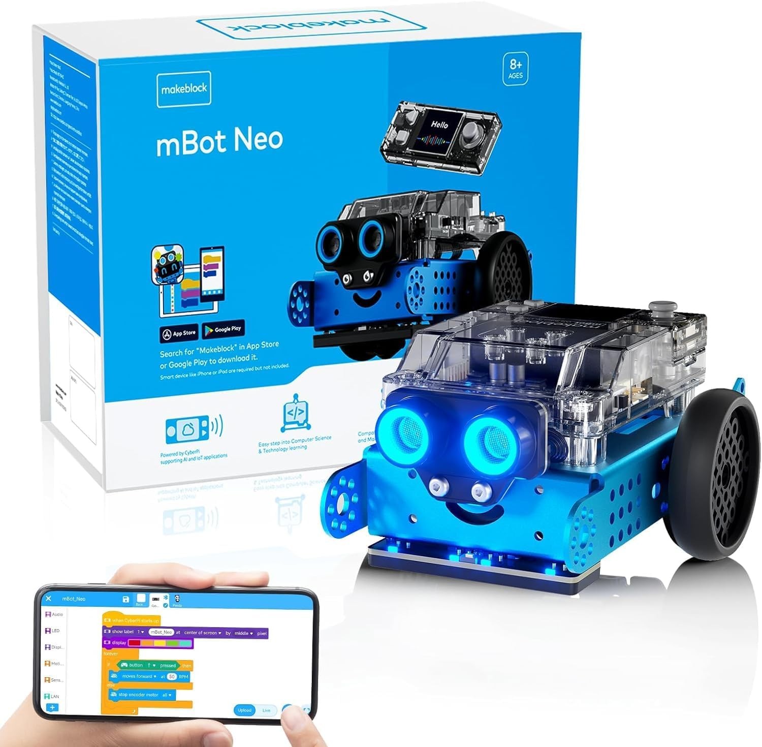 Makeblock Mbot2 Robot Kit STEM Projects for Ages 8-12, Coding for Kids Support Scratch & Python Programming, Building Toys Gifts for Boys Girls 8+ Years Old