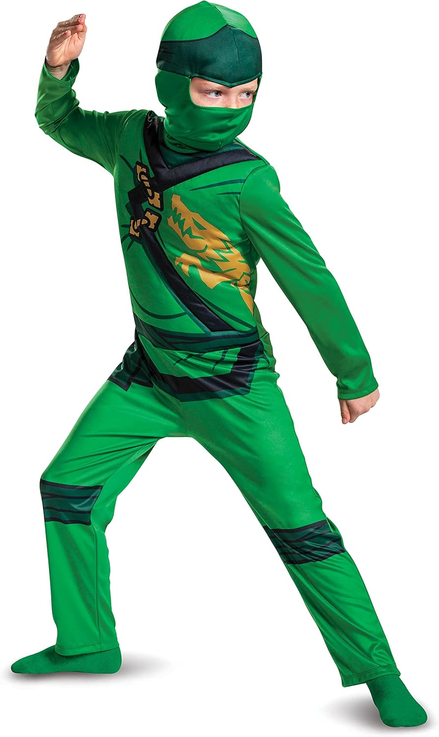 Disguise Jumpsuit Official Lloyd Ninjago Costume for Kids, Ninja Costume Kids Available in Sizes S and M