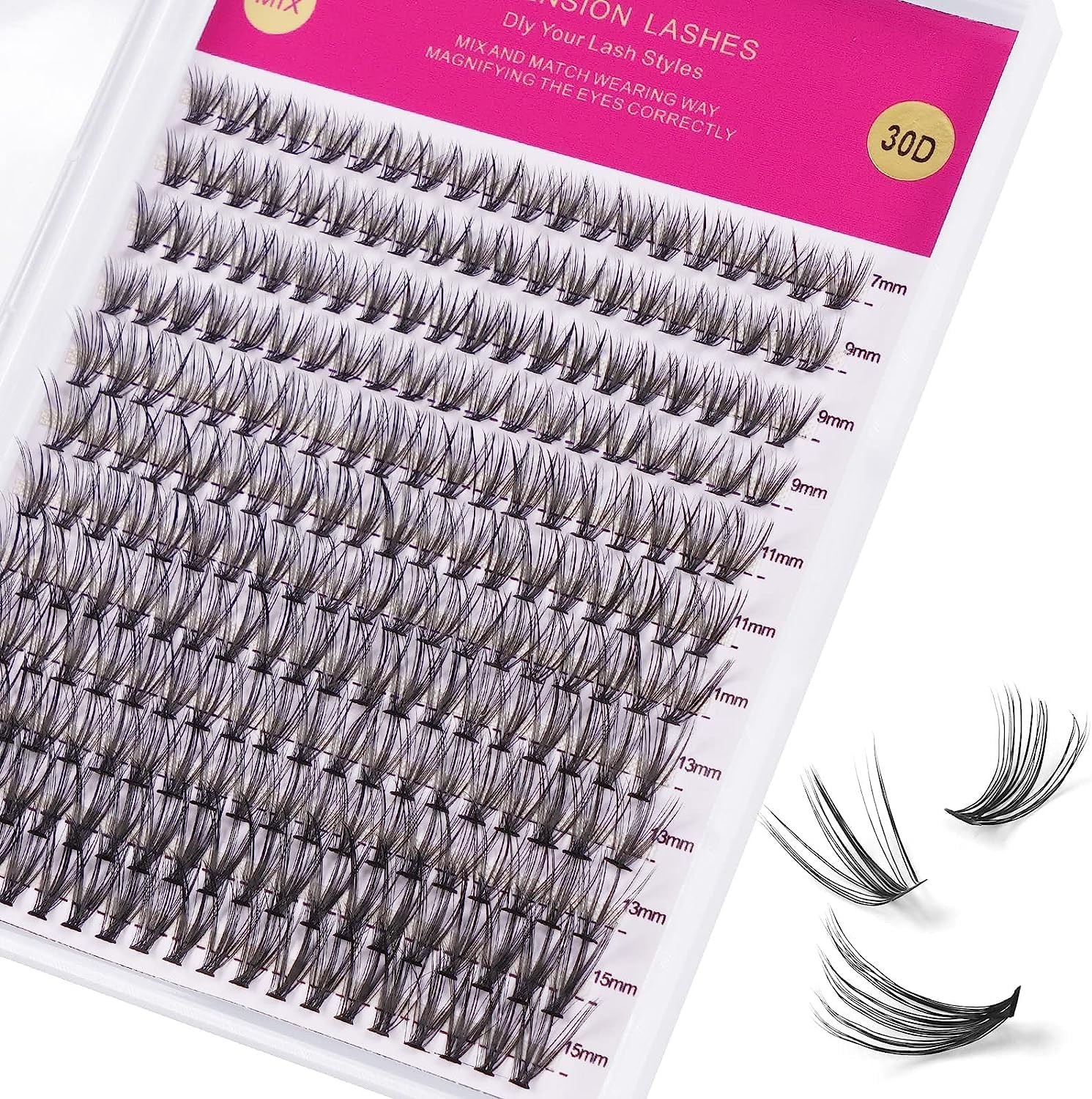 MAGEFY False Eyelashes 240 Bundles Eyelash Tray Mixed Eyelash Extension 30D 7-15Mm Natural Fake Eyelash Fish Tail Self-Made