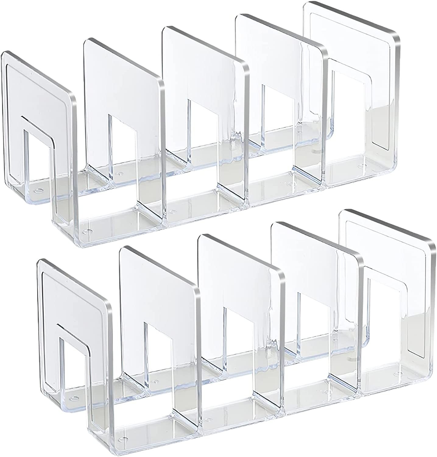 SAYEEC Acrylic File Holder, Clear File Sorter Desk File Organizer, Sturdy Desktop File Folder Organizer Rack for Envelopes Mail Letter Paper Notebook Electronics Office Supplies (4 Sections, 2 Pack)