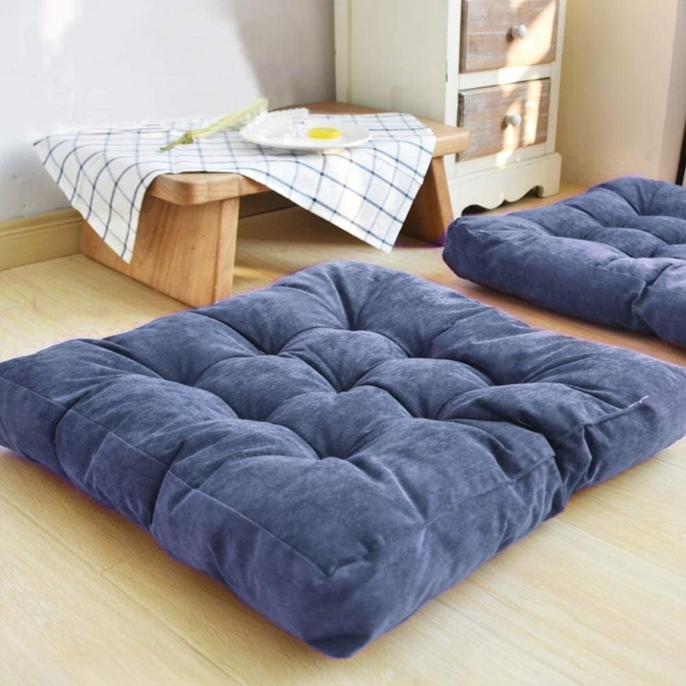 EGOBUY Meditation Floor Pillow, Floor Pillow Tufted Thicken Sitting Pillows for Floor Chair Pad for Tatami Meditation Office Kitchen Chair Bench Sofa, Cushion 22 X 22 Inch (Jean Blue) …