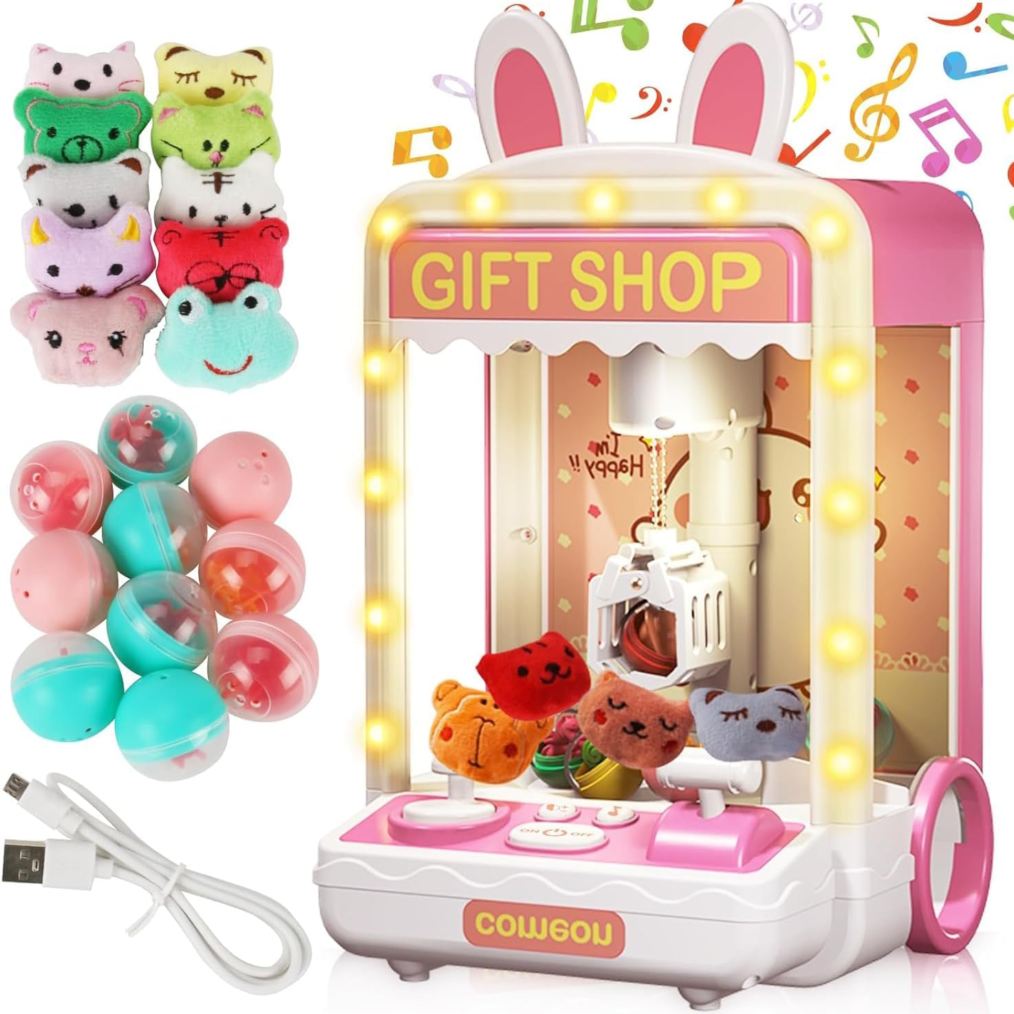 Kids Mini Claw Machine Toys – Home Arcade Game, Large Candy Grabber, Toy Vending Dispenser – Ideal Birthday or Christmas Party Ages 6-10 Girls（Rabbit）