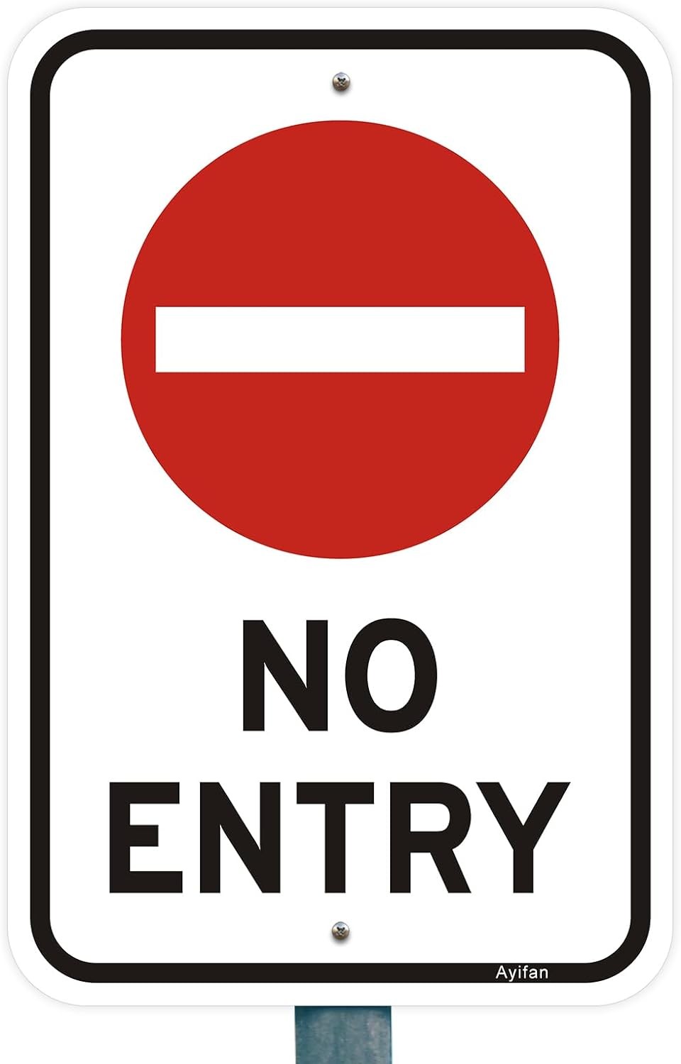 No Entry Sign, Reflective Do Not Enter Metal Signs, 12 X 18 Inches Rust-Free Aluminum, UV Protected, Easy Mounting Metal Warning Safety Signs (White-No Entry)