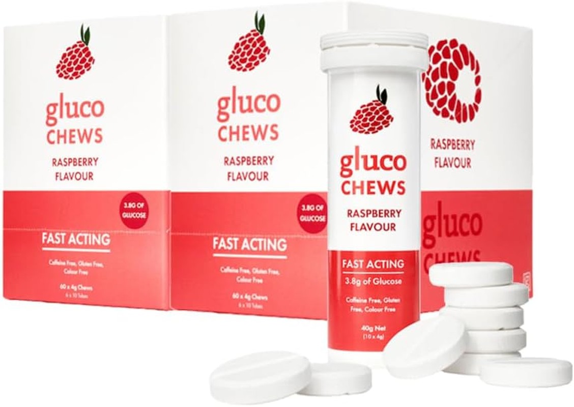 Glucology Fast Acting Glucochews | Raspberry Flavour | 120 Chews (12 Pack)