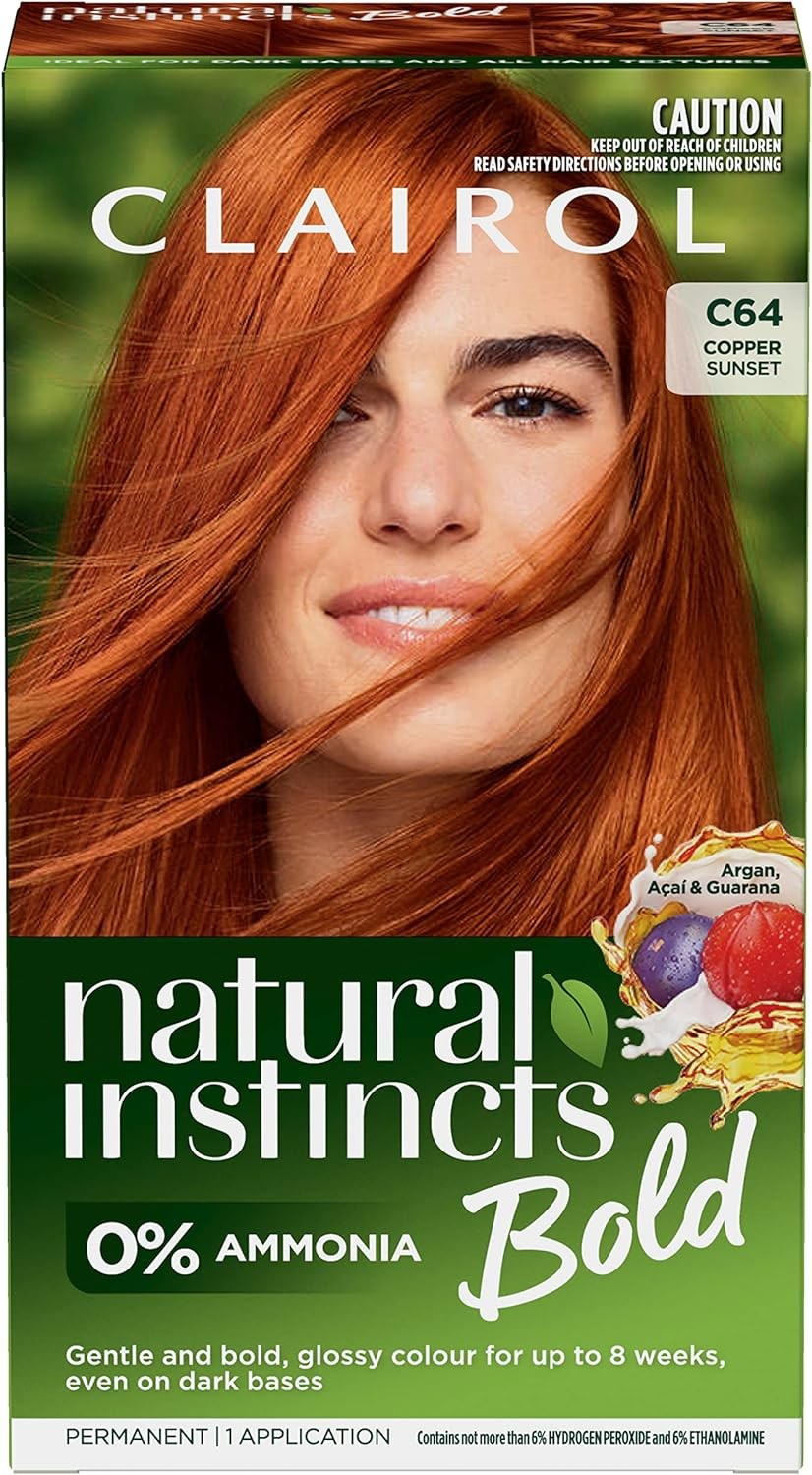 Clairol Natural Instincts Bold Sunset Copper Permanent Hair Colour, Ammonia Free, Bold, Natural, Gentle Hair Colour