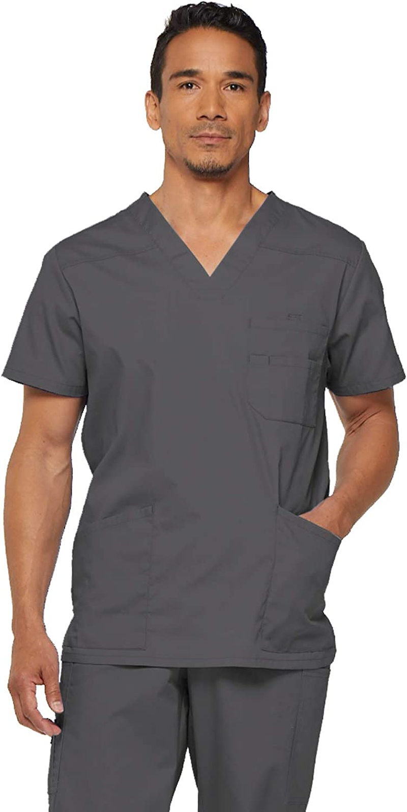 Dickies Mens EDS Signature V-Neck Scrub Top Grey Medium