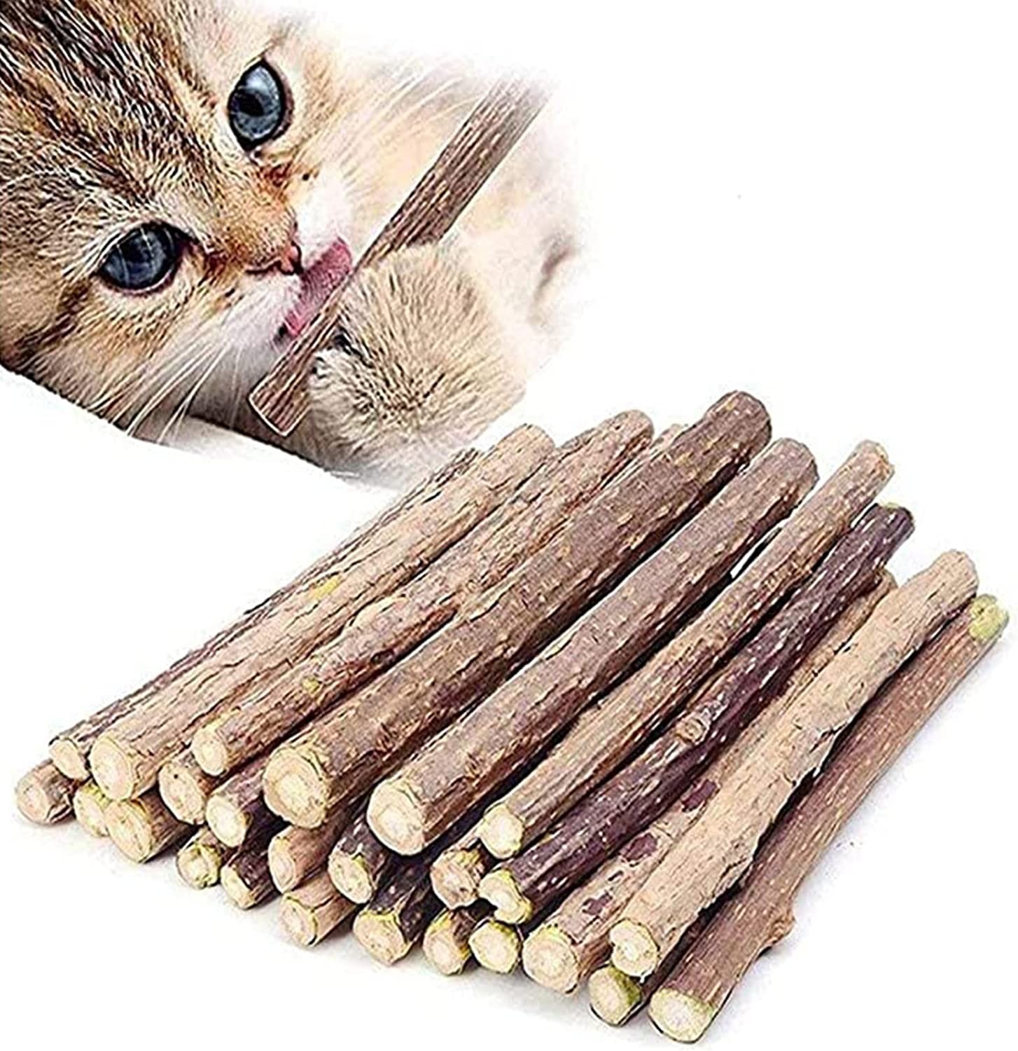 Catnip Sticks Organic Cat Chew Toys Natural Plant Matatabi Silvervine Chew Sticks Cat Teeth Cleaning Chew Toy Cat Kitten Kitty (50 Pcs)