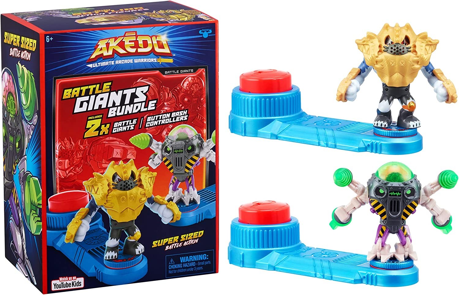 Akedo 15152 Ultimate Arcade Warriors Giants Mini Battling Action Figures Ready, Fight, Split Strike-Drillborg V Alphawolf, Multicolor