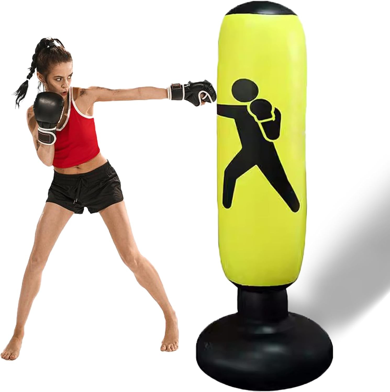 Inflatable Punching Bag 160Cm Free Standing Boxing Bag Durable PVC Material Adult Kids Punch Bag Practicing Karate Taekwondo Home Fitness Training MMA Muay Thai