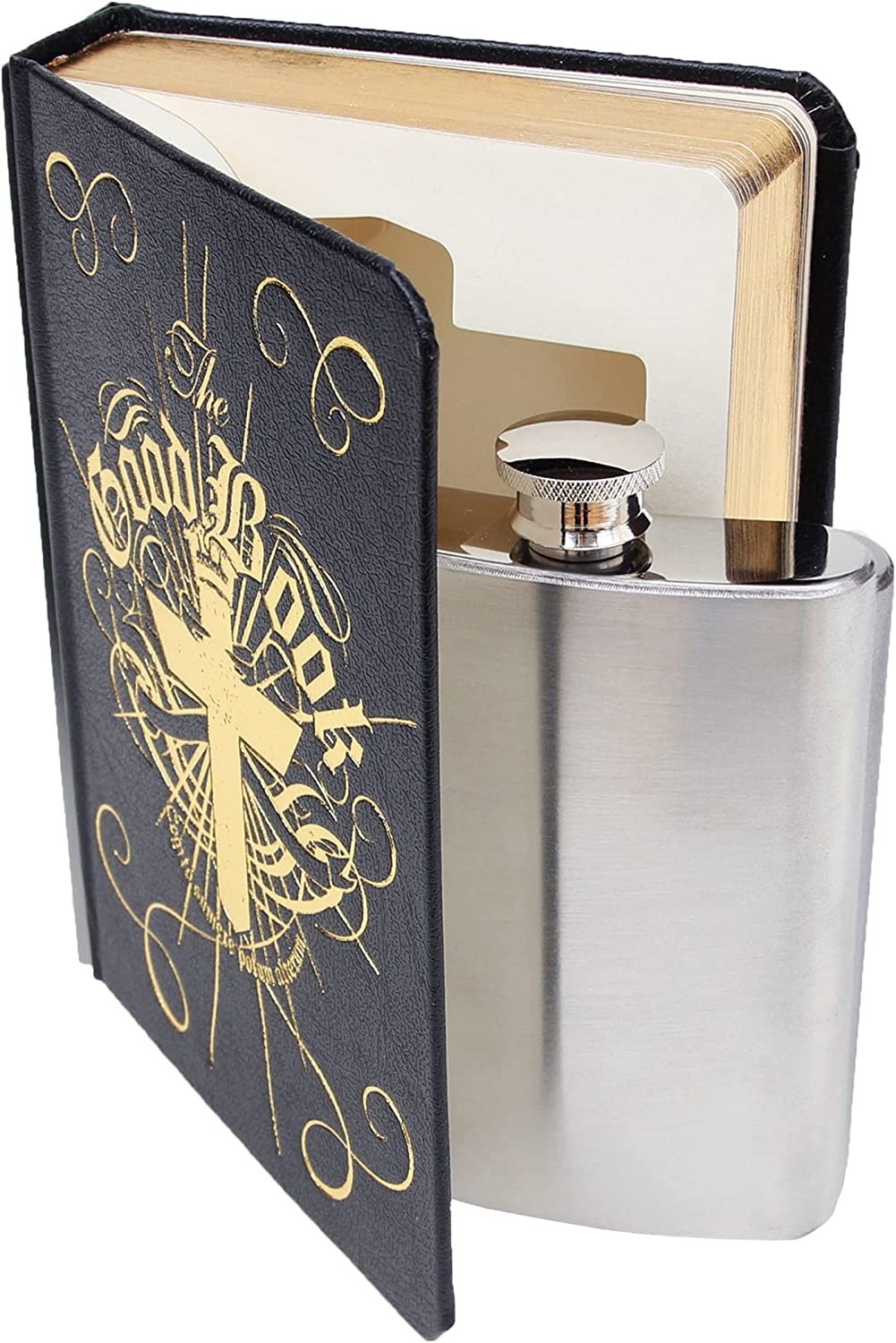 Suck UK Stainless Steel 4 Oz Hip Flask Hip Flask in a Book Hidden Flasks for Liquor to Smuggle Your Booze Groomsmen Gifts for Men Secret Flask & Funny Alcohol Gifts Black